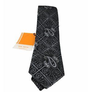 Necktie Dan Smith Tie Black White Paisley New 59"